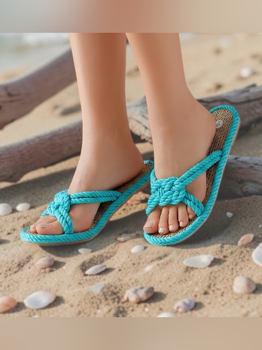 Nomadic State Of Mind Sailor Knot Rope Sandals New Turquoise 8/8.5 9/9.5